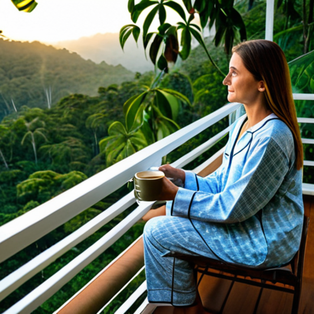 내면 평화를 위한 감사 명상 실천하기 - Peaceful Morning Routine**

"A woman in her 30s, fully clothed in modest pajamas, sitting on her bal...