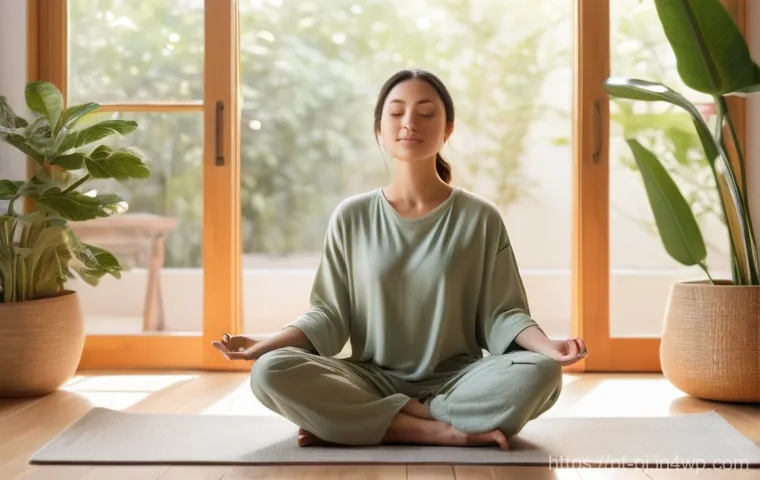 내면 평화를 위한 집중 명상 연습 - **Prompt:** A serene and calm woman in her late 20s to early 30s, meditating peacefully in a sunlit,...