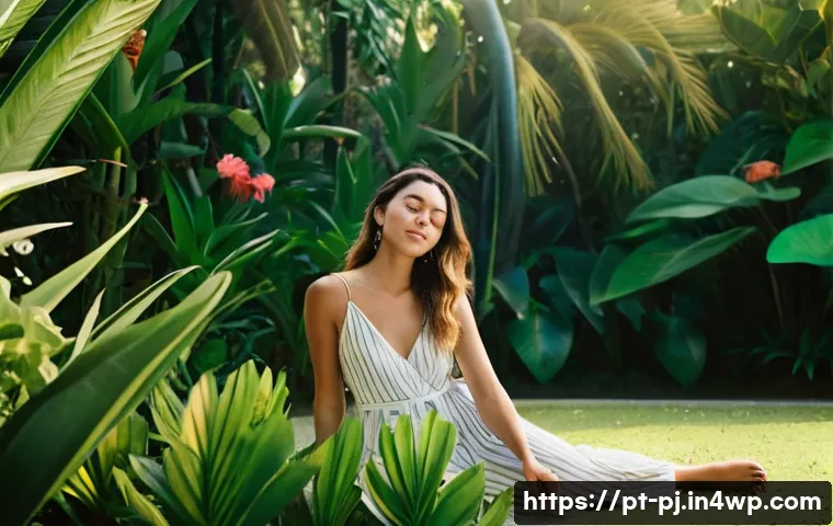 내면 평화 명상과 타인과의 관계 개선 - **Prompt:** A serene young woman with warm, sun-kissed skin sits in a tranquil garden in Rio de Jane...