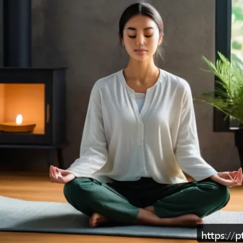 Home 30 내면 평화 명상 시 발생하는 일반적인 어려움 - A serene meditation scene featuring a young adult sitting cross-legged on a soft cushion in a cozy, ...